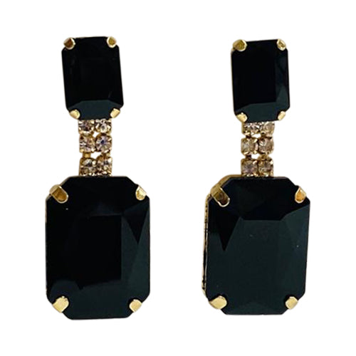 Sterling Silver Rhinestone & Gem Earrings in Black