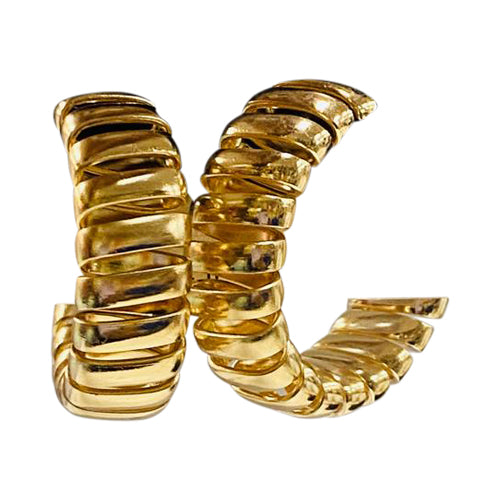 Chunky Rib Hoop Earrings in Gold