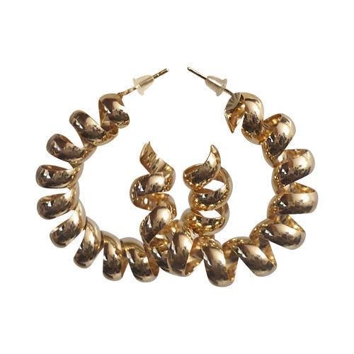 Chunky Spiral Hoop Earrings in Gold