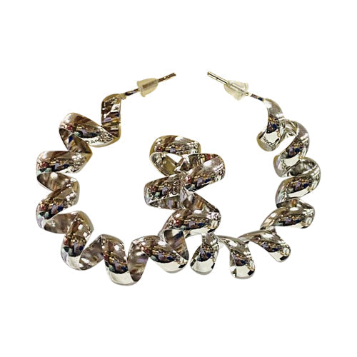 Chunky Spiral Hoop Earrings in Silver