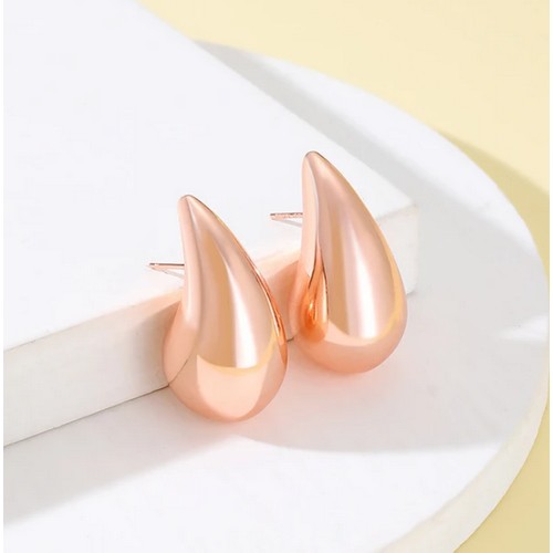 JKE112 Large Water Drop Earring in Rose Gold