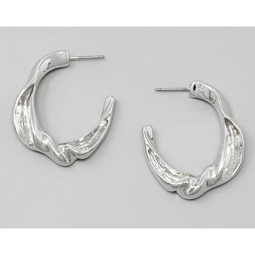 114410 Twisted Abstract Hoop Earring in Silver