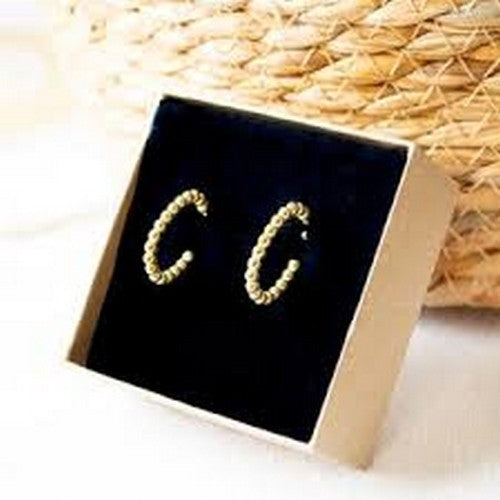 BRE1122 Ribbed Hoop Earring in 18K Gold Filled 