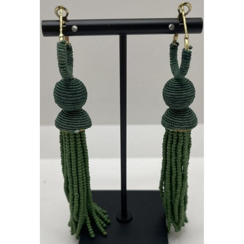 EP27036 Bead Tassel Earring in Green