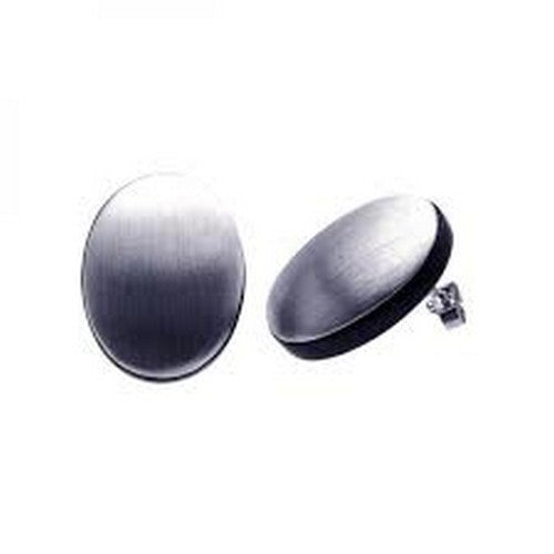 Brass Pebble Oval Stopper Earring in Silver