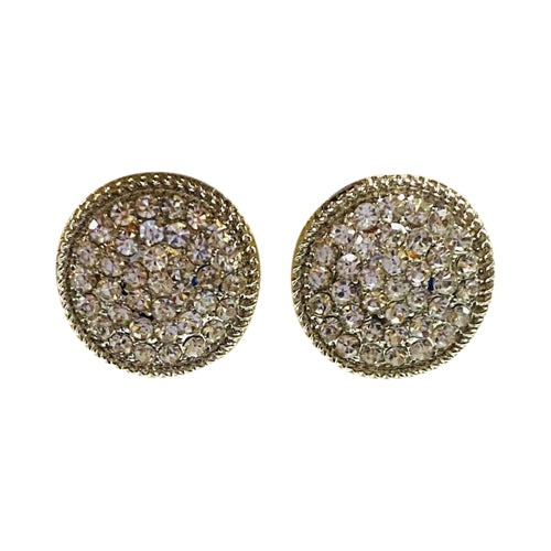 Rhinestone Disc Clip-On Earring in Silver