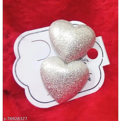 Hammered Heart Stopper Stud Earring in Silver