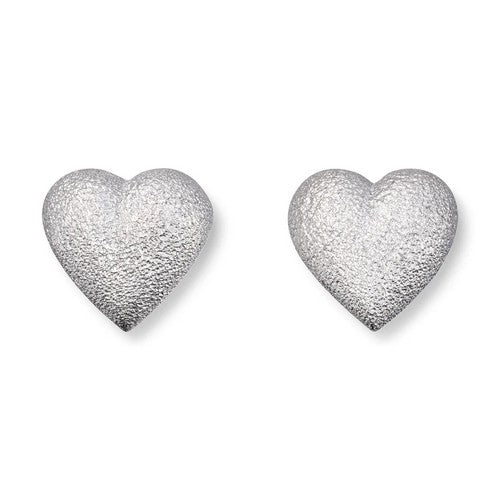 Hammered Heart Stopper Stud Earring in Silver