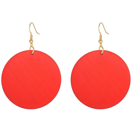 Wooden Disc Earrings in Orange