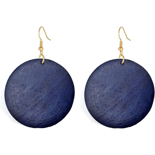 Wooden Disc Earrings in Purple