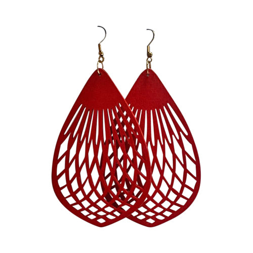 Cut-Out Teardrop Wooden Earrings