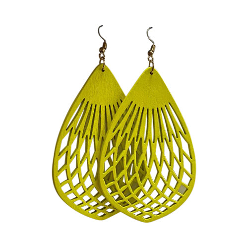 Cut-Out Teardrop Wooden Earrings