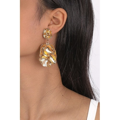 E10847 Flower Oval Earrings