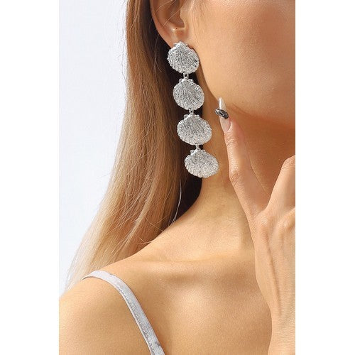 Seashell Dangle Earrings in Silver