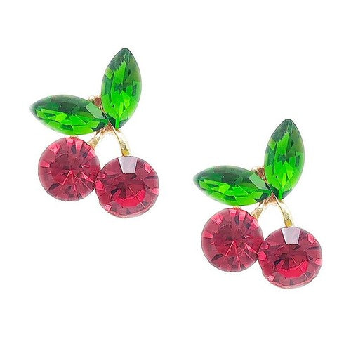 E1267 Crystal Cherry Stud Earrings