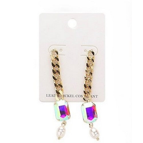 PKE5058 Cuban Chain Gem Earring in Multicolour