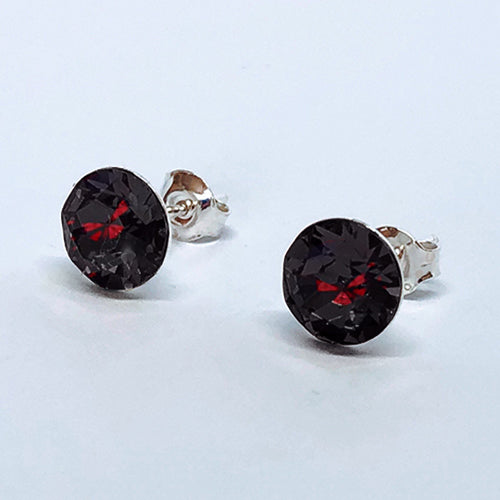 Crystal Stopper Studs in Plum
