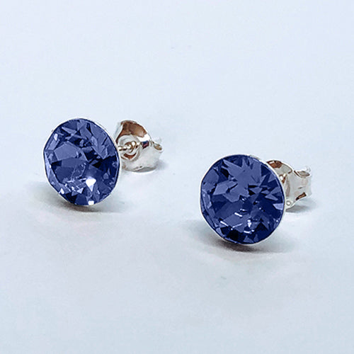 Crystal Stopper Studs in Purple