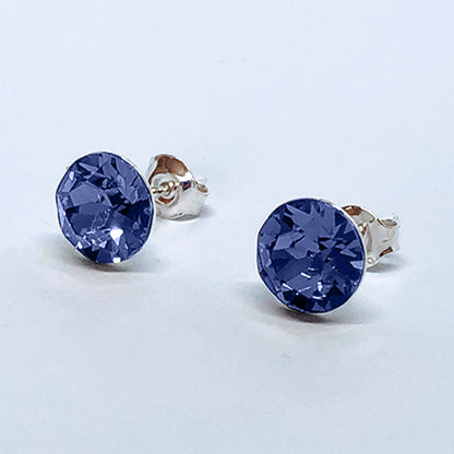 Crystal Stopper Studs in Purple
