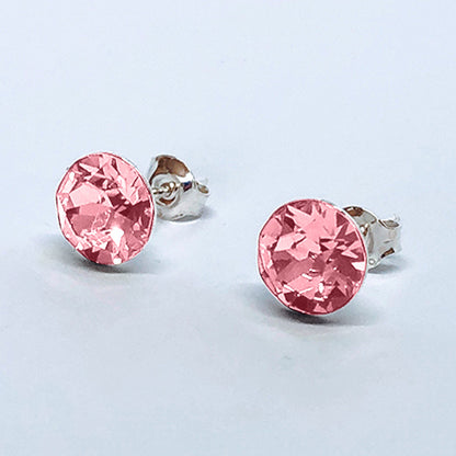Crystal Stopper Studs in Pink