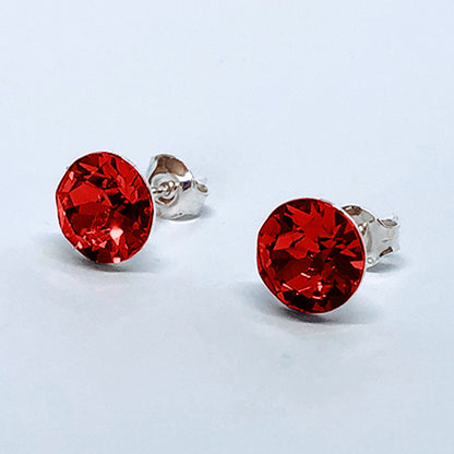 Crystal Stopper Studs in Red