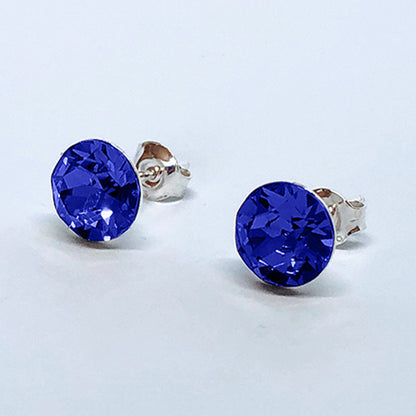 Crystal Stopper Studs in Royal Blue