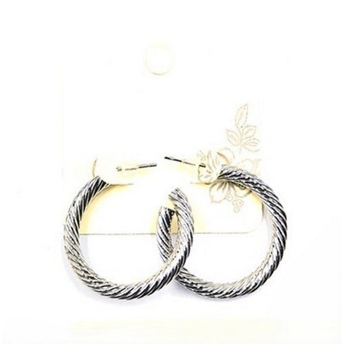 PKE9481 Textured Hoop Earrings in Silver