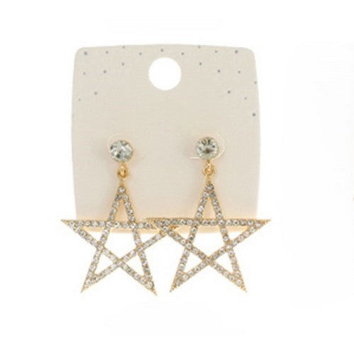 PKE45380 Rhinestone Star of David Earring in Gold