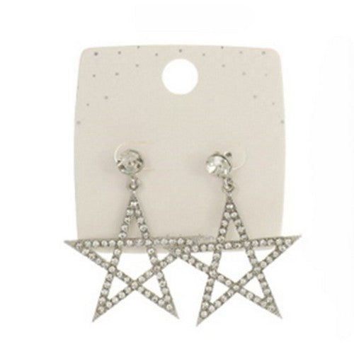 PKE45380 Rhinestone Star of David Earring in Silver