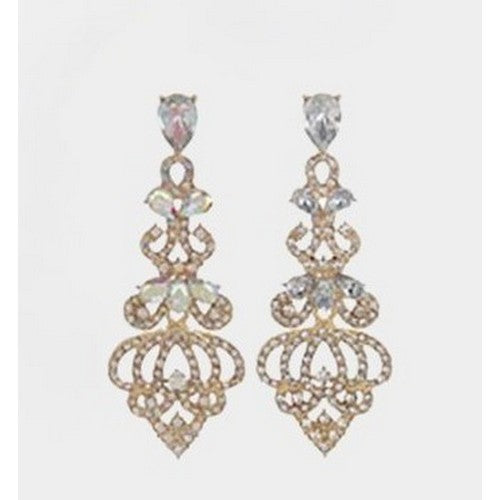 PKE2075 Ornate Rhinestone Drop Earring in AB