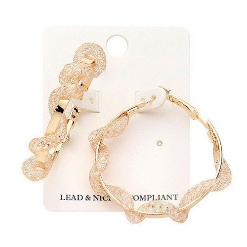 PKE4861 Mesh Wrap Hoop Earring in Gold