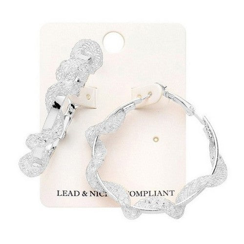 PKE4861 Mesh Wrap Hoop Earring in Silver