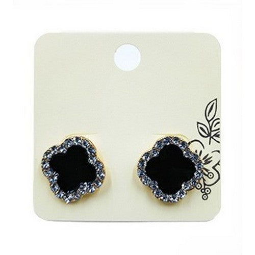 PKE9697 Quatrefoil Rhinestone & Enamel Stoppers in Black
