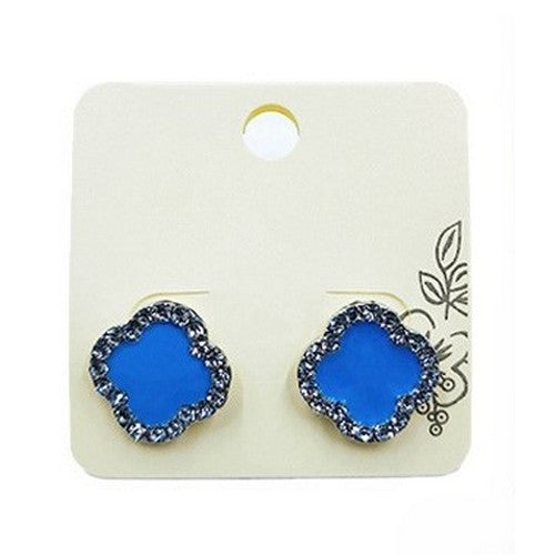 PKE9697 Quatrefoil Rhinestone & Enamel Stoppers in Blue