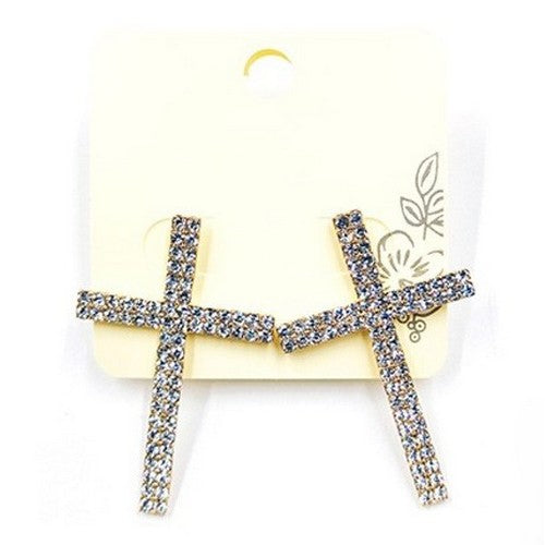 PKE9697 Rhinestone Cross Earrings in Gold