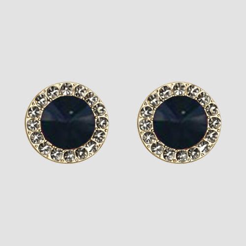 Rhinestone Circular Earrings in Gold/Black
