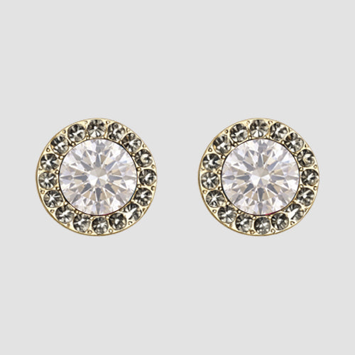 Rhinestone Circular Earrings in Gold/Clear