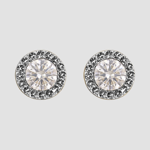 Rhinestone Circular Earrings in Silver/Clear