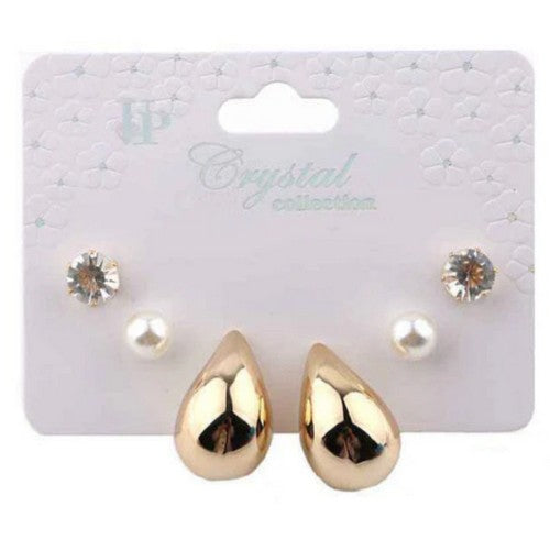 DER-2030 Tear Drop Earrings Set in Gold