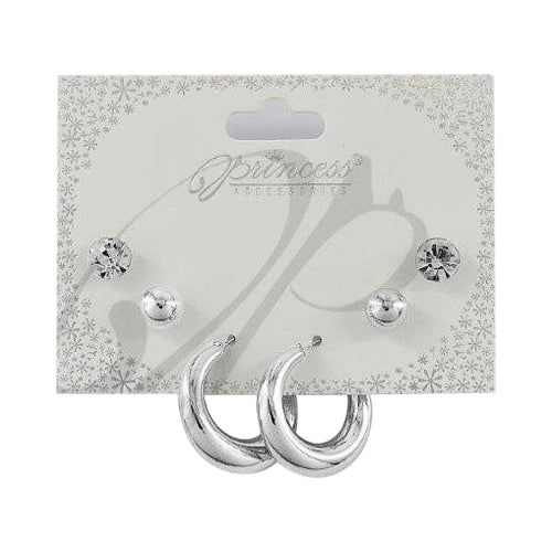 ERH-3250GS Hoop 3-Pair Earrings Set in Silver