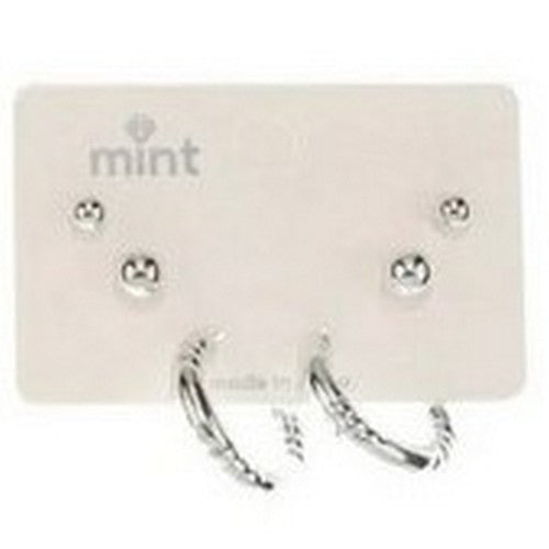 JAE-47065 Etch Hoop 3-Pair Earrings Set in Silver