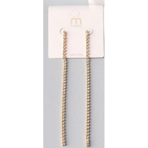 ER 36705 5 1/2'' Long Rhinestone Gold Earrings in Clear