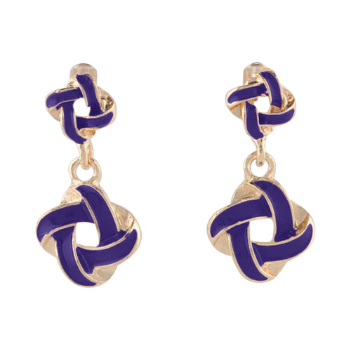 ACR 1864 Enamel Knot Gold Earrings in Purple