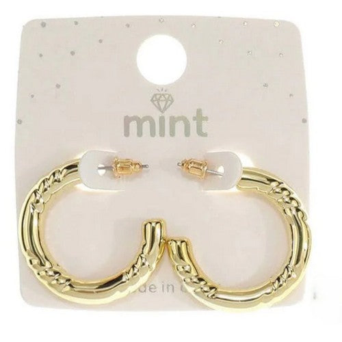 JAE-46959 Etched Hoop Earrings in Gold