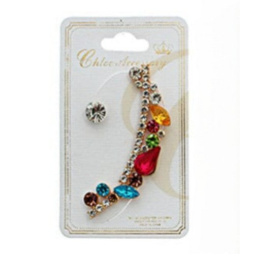 RER-2115GS Multicolour Rhinestone Ear Cuff in Gold