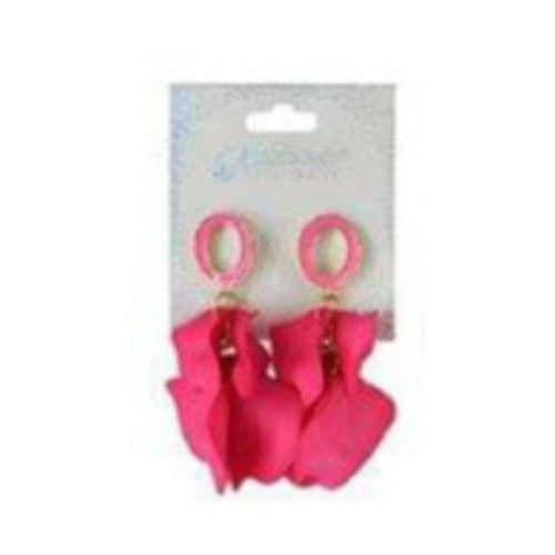 EF-1214SK Oversize Flower Dangle Earrings in Fuchsia