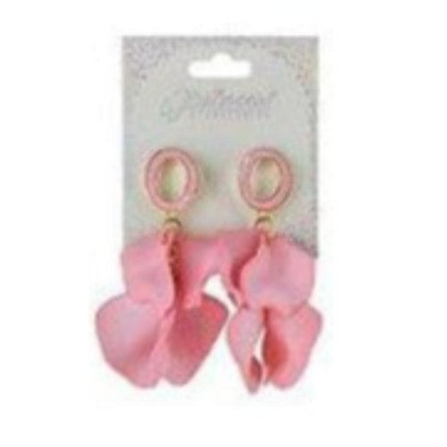 EF-1214SK Oversize Flower Dangle Earrings in Pink