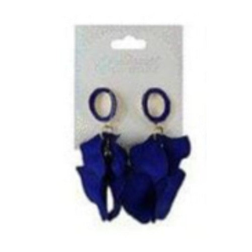 EF-1214SK Oversize Flower Dangle Earrings in Royal Blue
