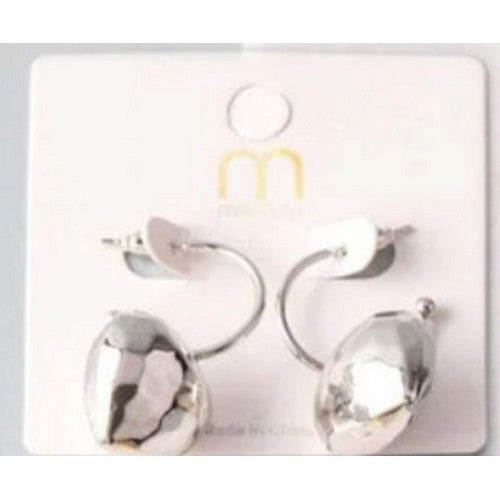ER 37283GS Heart Pendant Hoop Earrings in Silver