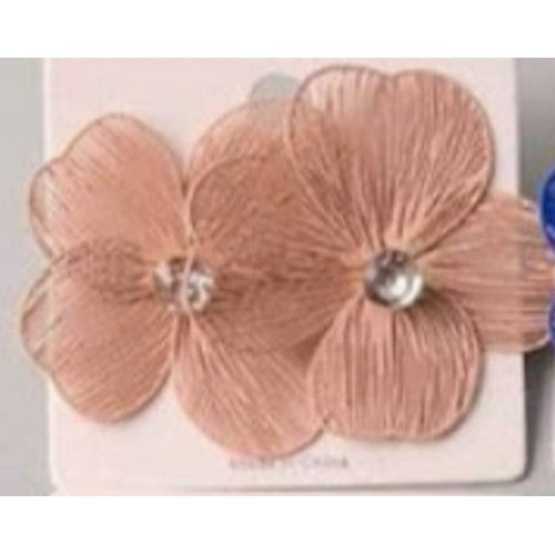 ER 37651 Rhinestone Wire Clover Flower Earring in Pink